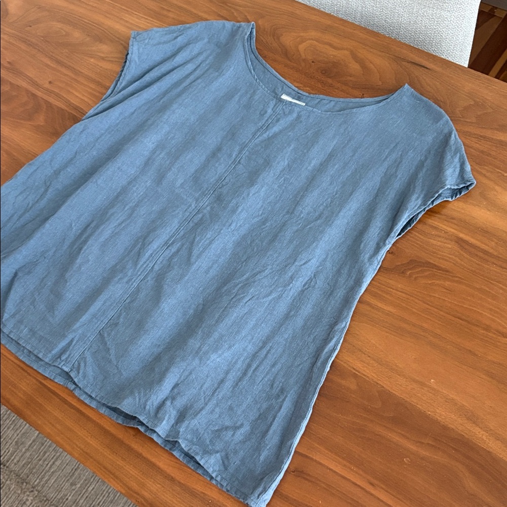 Mooshoplinen MOO European Linen Handmade ALICE tank top Dusty Blue Size Small - Picture 4 of 8